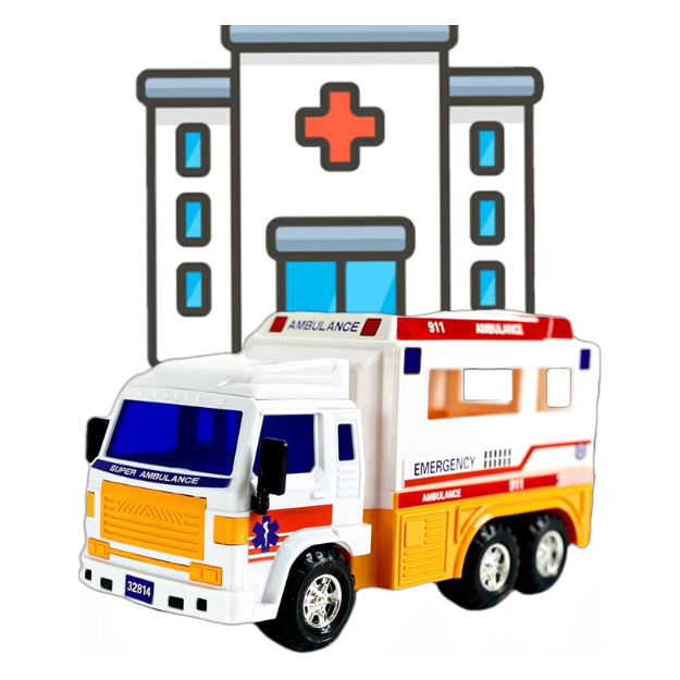Big Daddy Meduim Duty Friction Powered 911 Ambulance BD-32814 thumbnail