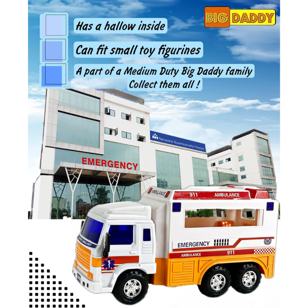 Big Daddy Meduim Duty Friction Powered 911 Ambulance BD-32814 thumbnail
