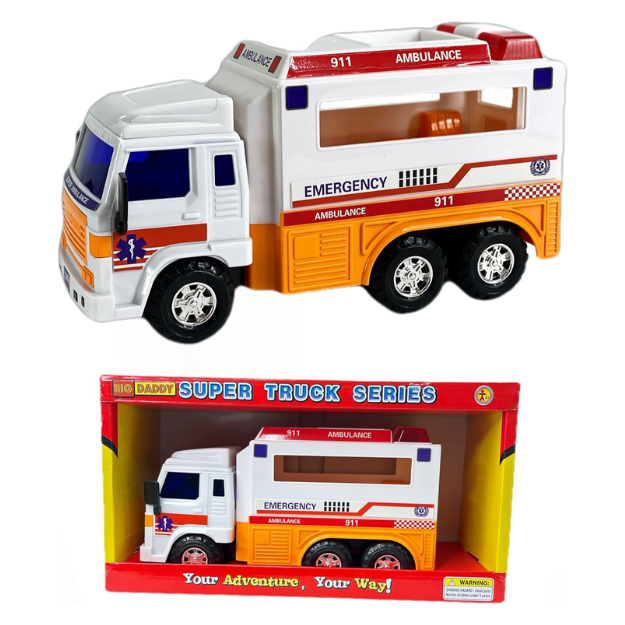 Big Daddy Meduim Duty Friction Powered 911 Ambulance BD-32814 thumbnail