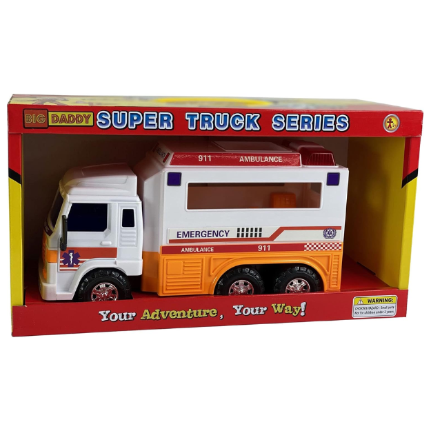Big Daddy Meduim Duty Friction Powered 911 Ambulance BD-32814 thumbnail