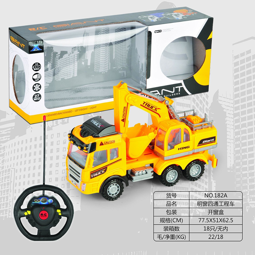 Big Daddy Series Remote Control Construction Truck with Friction Lever Functional Crane on Flat Bed. This construction truck set includes a flatbed truck and a detachable tractor, making it perfect for immersive and imaginative play. BR-1074936