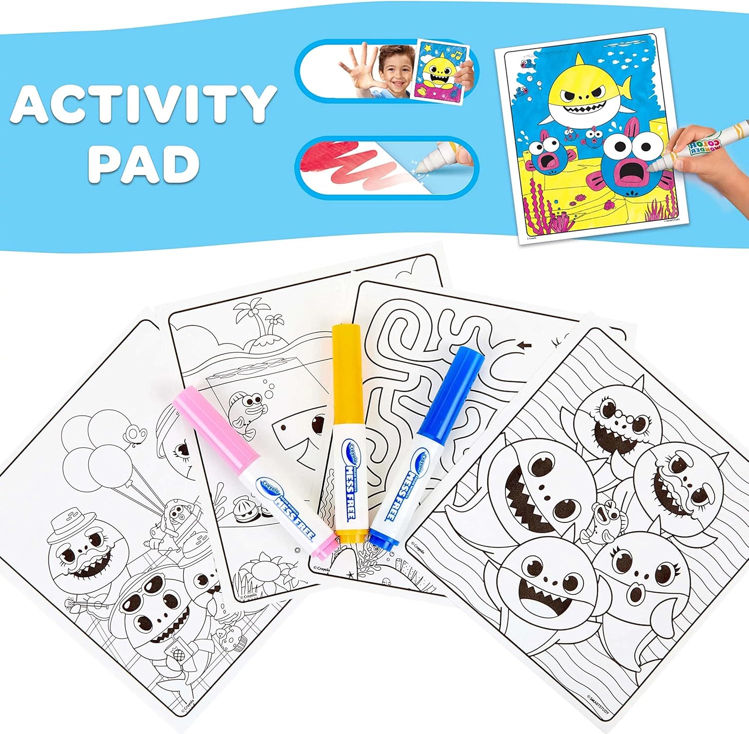 Crayola Baby Shark Color Wonder Travel Activity Pad, Mess Free Coloring, Gift for Kids thumbnail