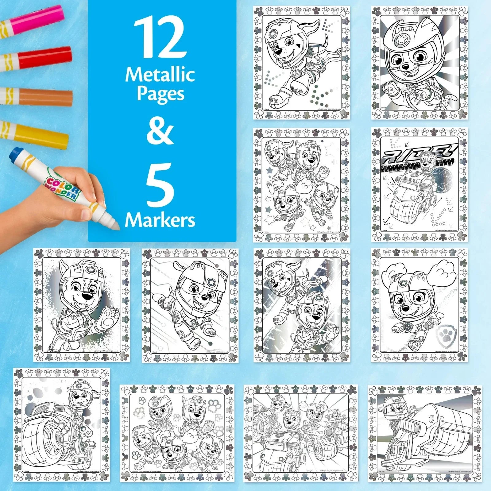 Crayola Paw Patrol Color Wonder Metallic Mess Free Coloring Set, 12 Pages thumbnail