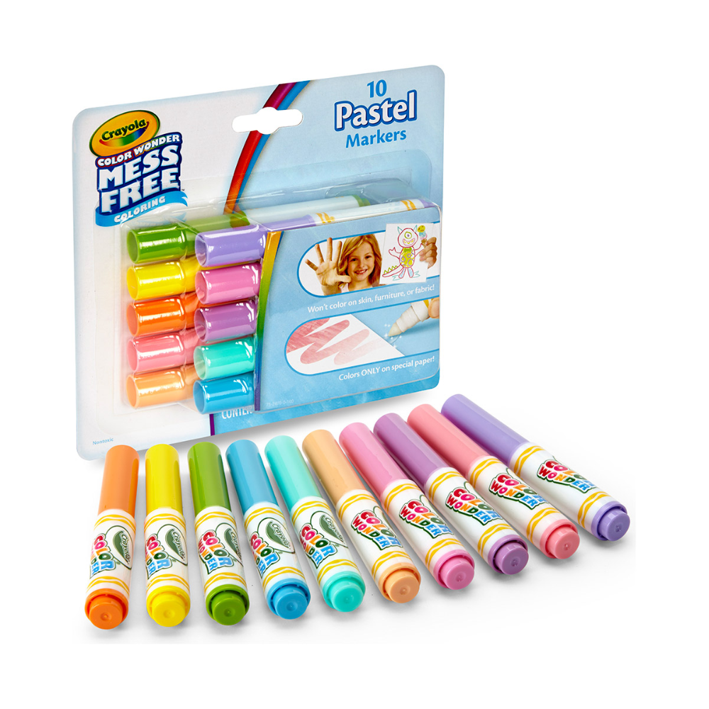 Crayola Color Wonder Mess Free 10 Pastel Markers 75-2470 thumbnail