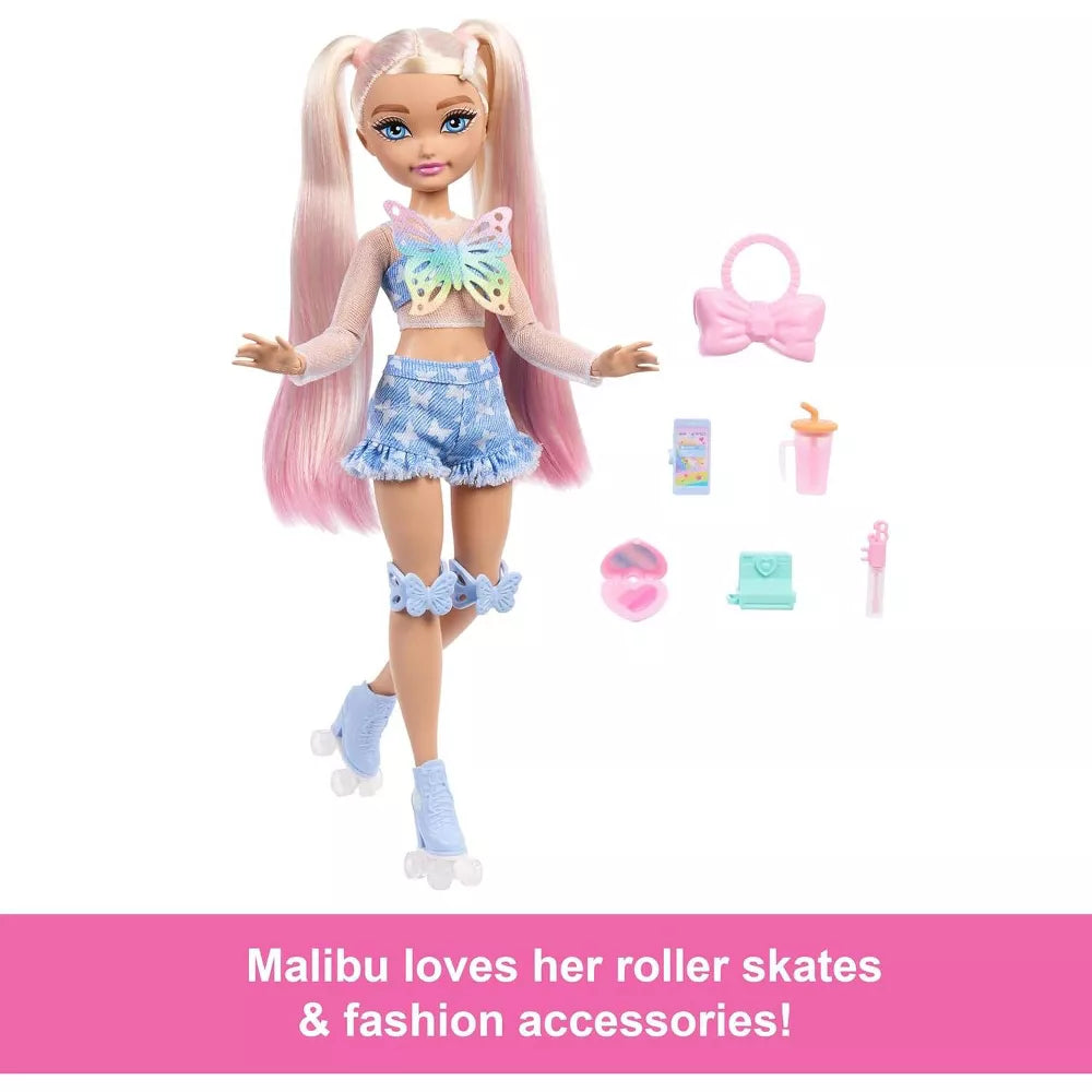 Dream Besties Barbie “Malibu” Roller Skating Fashion Doll with Trendy Outfit, Accessories, and Fully Poseable Design for Creative Play and Imaginative Adventures thumbnail