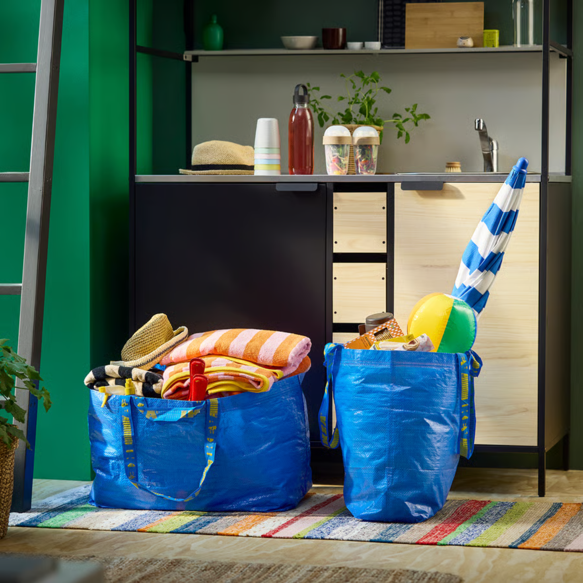 IKEA FRAKTA Medium Reusable Tote Bag – Blue Multipurpose Carry & Storage Bag with 10-Gallon Capacity for Daily Use thumbnail