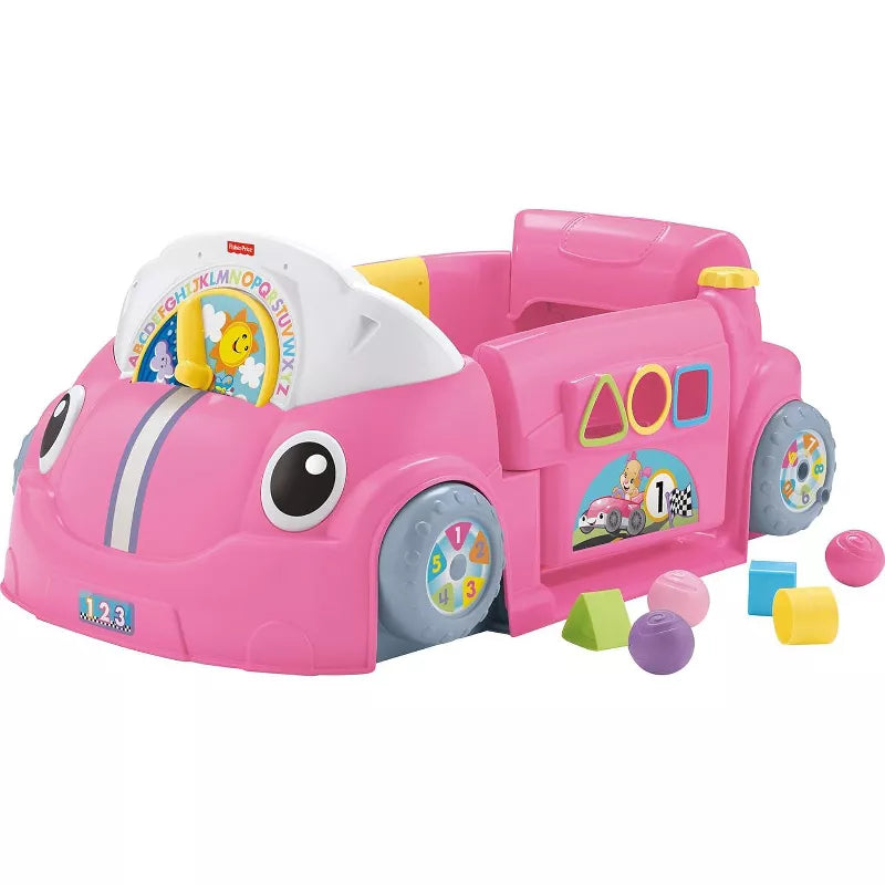 Fisher-Price Baby Learning Toy Laugh & Learn Crawl Around Car Activity Center with Smart Stages for Infants Ages 6 Months+, Pink