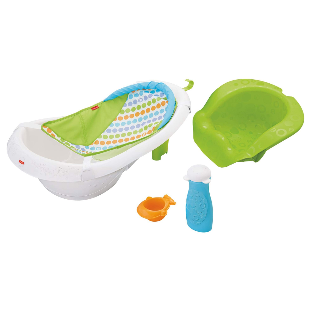 Fisher-Price Baby to Toddler Bath 4-In-1 Sling N Seat Tub Green CHM32 thumbnail