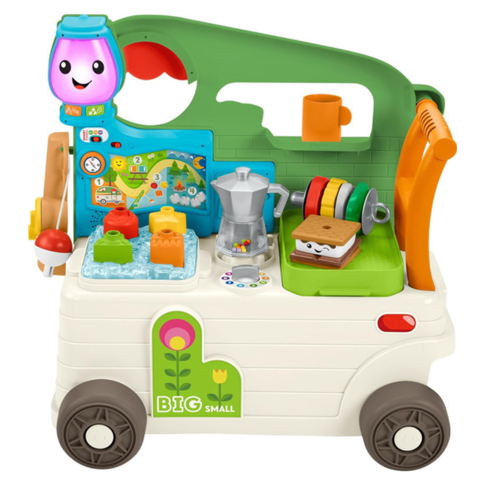 Fisher-Price Baby to Toddler Toy Laugh & Learn 3-in-1 On-the-Go Camper Walker & Activity Center. The Laugh & Learn 3-in-1 On-the-Go Camper provides continuous fun. HWG75