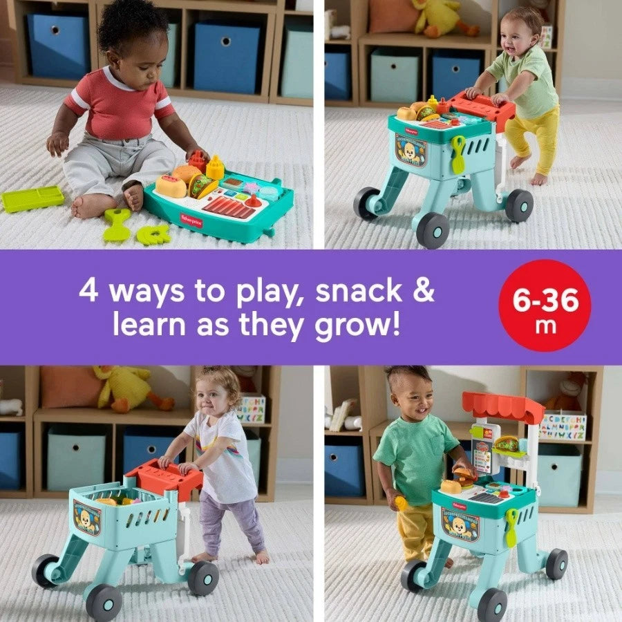 Fisher-Price Laugh & Learn 4-In-1 Snack Cart Push Walker Baby & Toddler thumbnail