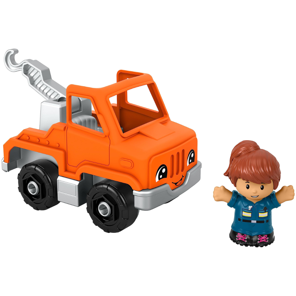 Fisher-Price Little People Toddler Toy Help and Go Tow Truck and Figure. The tow truck encourages toddlers to engage in active play, helping them build motor skills and explore imaginative scenarios centered around helping others and transportation. HNJ29 thumbnail