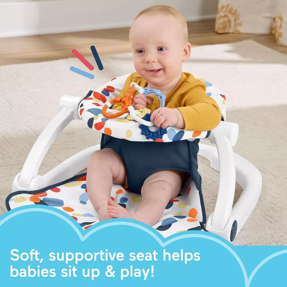 Fisher-Price Sit-Me-Up Portable Baby Floor Seat – Darling Dots Support Chair for Infants with Washable Cushion & BPA-Free Design thumbnail