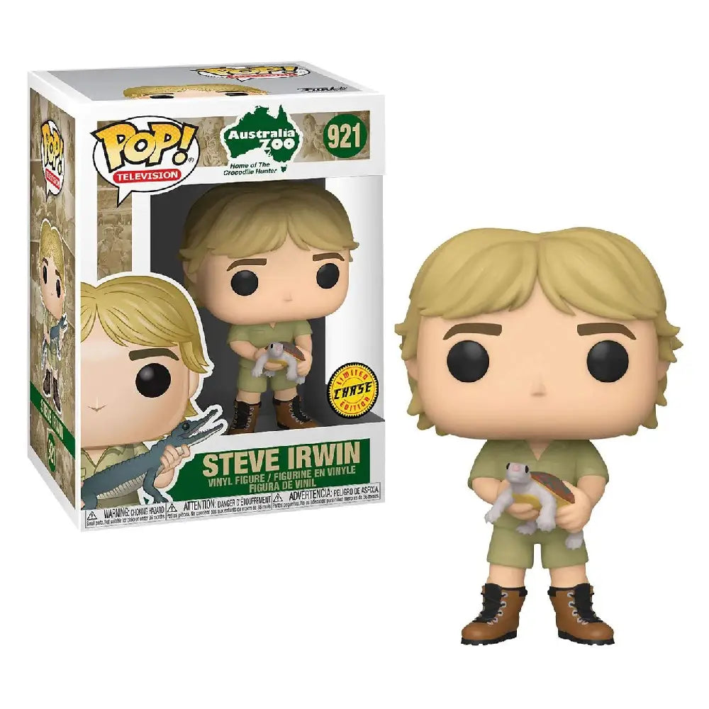 Funko Pop! TV: Crocodile Hunter - Steve Irwin with Turtle Chase. This Funko Pop! CHASE figure stands about 3.75 inches tall and features Steve Irwin, famously known as the Crocodile Hunter, dressed in his signature khaki outfit. F-CHASE-43977 thumbnail