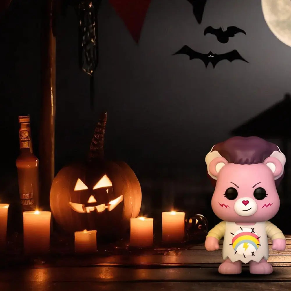 Funko POP Movies: Universal Monsters x Care Bears - Cheer Bear Bride of Frankenstein. Friendship sparks to life with Pop! Cheer Bear™ dressed as the Bride of Frankenstein™! F-81537 thumbnail