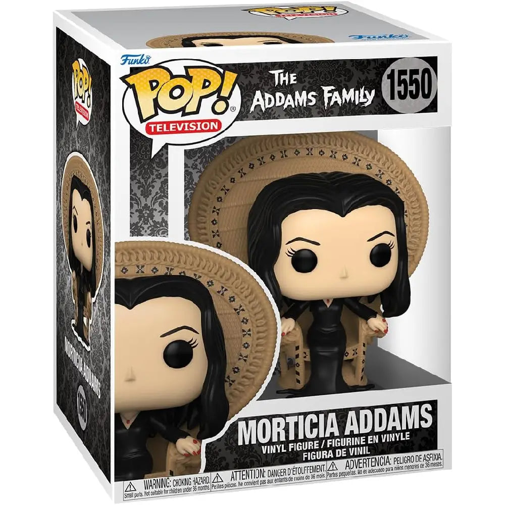 Funko POP! Deluxe: The Addams Family – Morticia Addams in Chair. This Deluxe Pop! figure features Morticia in her classic gothic style, gracefully lounging in her signature wicker chair, just as fans remember her. F-81207 thumbnail