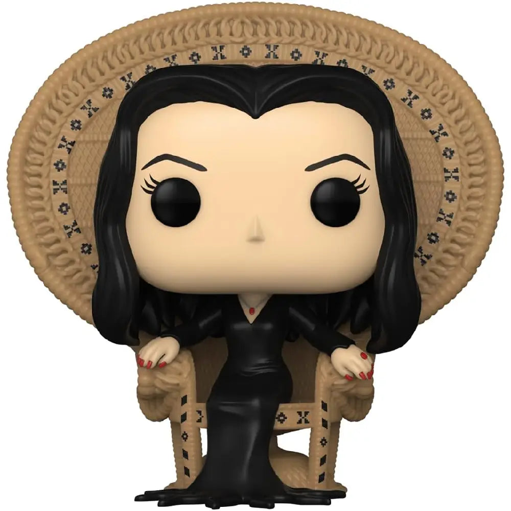 Funko POP! Deluxe: The Addams Family – Morticia Addams in Chair. This Deluxe Pop! figure features Morticia in her classic gothic style, gracefully lounging in her signature wicker chair, just as fans remember her. F-81207 thumbnail