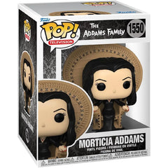 Funko POP! Deluxe: The Addams Family – Morticia Addams in Chair. This Deluxe Pop! figure features Morticia in her classic gothic style, gracefully lounging in her signature wicker chair, just as fans remember her. F-81207