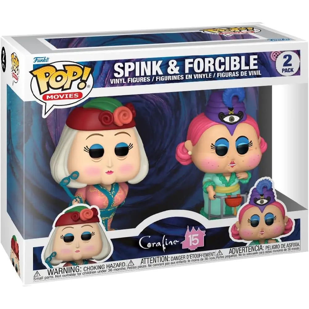 Funko Pop Movies: Coraline 15th Anniversary - Spink & Miss Forcible 2-Pack. Celebrate 15 years of Coraline with this exclusive two-pack, a must-have for fans and a charming addition to any Funko Pop! collection. F-81168 thumbnail
