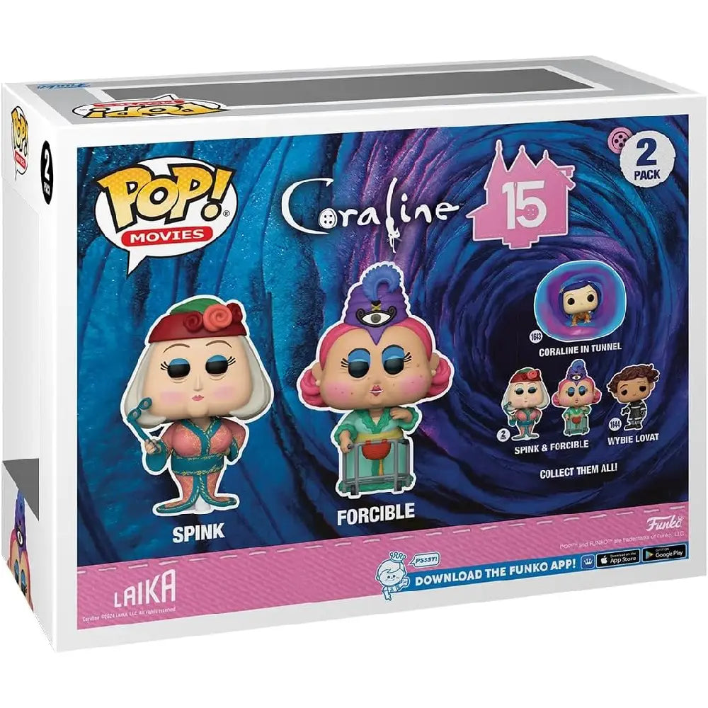 Funko Pop Movies: Coraline 15th Anniversary - Spink & Miss Forcible 2-Pack. Celebrate 15 years of Coraline with this exclusive two-pack, a must-have for fans and a charming addition to any Funko Pop! collection. F-81168 thumbnail