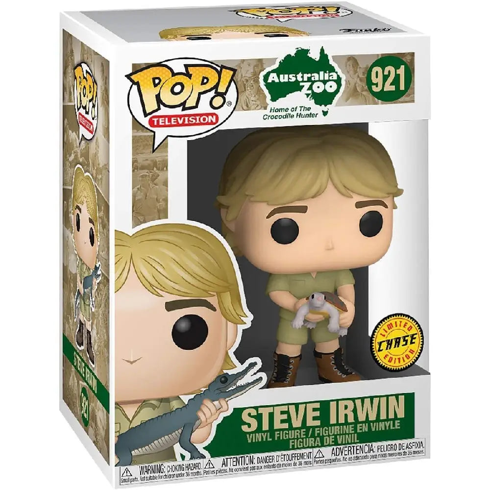 Funko Pop! TV: Crocodile Hunter - Steve Irwin with Turtle Chase. This Funko Pop! CHASE figure stands about 3.75 inches tall and features Steve Irwin, famously known as the Crocodile Hunter, dressed in his signature khaki outfit. F-CHASE-43977 thumbnail
