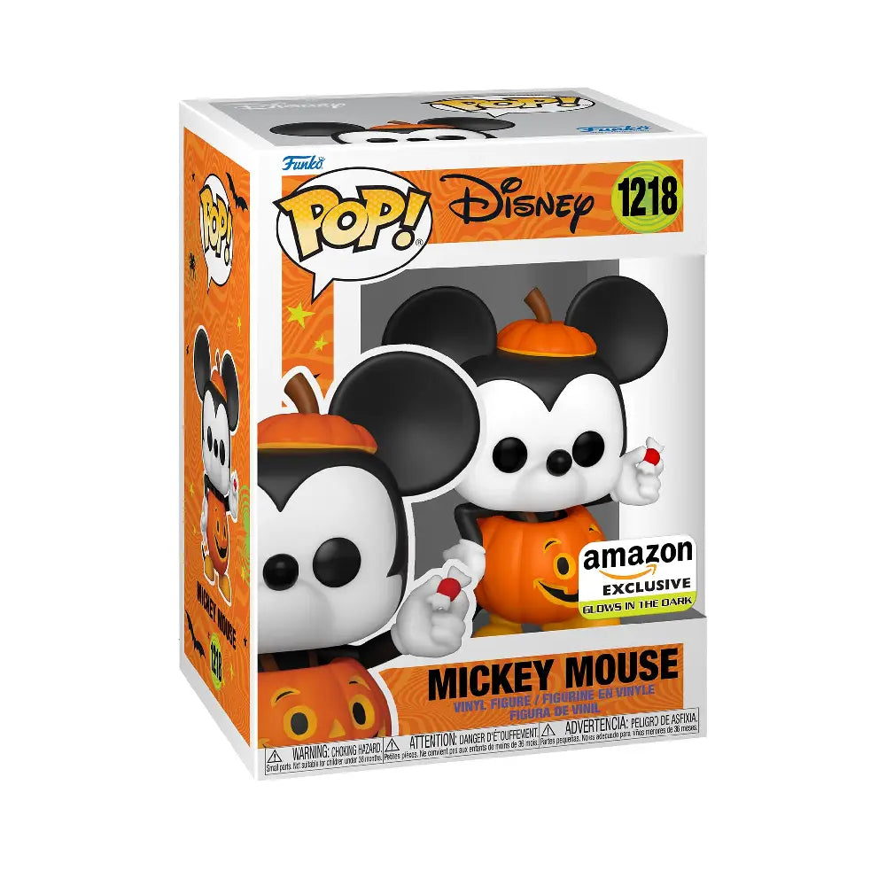 Funko POP Disney: Disney Mickey Trick or Treat (GLOW) EXCLUSIVE.  This figure boasts a glow-in-the-dark feature that adds an enchanting touch to any collection, making it especially fun for nighttime display.  F-65035 thumbnail