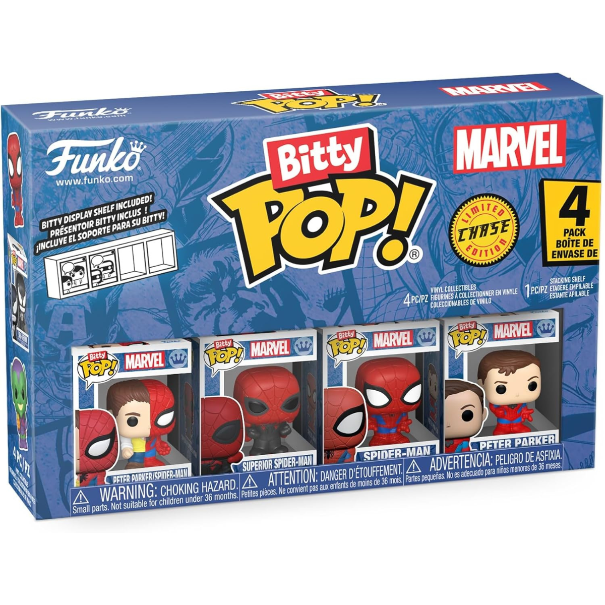 Funko Pop! Bitty: Bitty Pop! 4PK – Peter Parker/Spider-Man, Superior Spider-Man, Spider-Man, and Mystery Chase Figure thumbnail