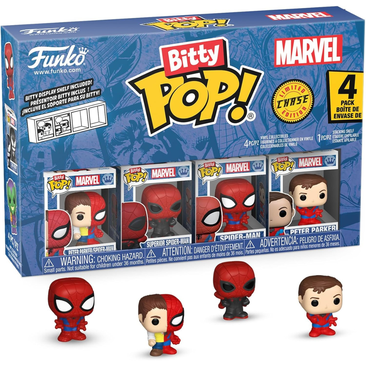 Funko Pop! Bitty: Bitty Pop! 4PK – Peter Parker/Spider-Man, Superior Spider-Man, Spider-Man, and Mystery Chase Figure thumbnail