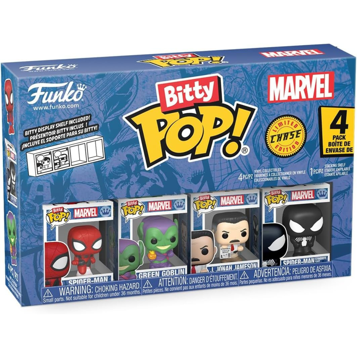 Funko Pop! Bitty: Spider-Man – Spider-Man, Green Goblin, J. Jonah Jameson, and a Mystery Chase Figure thumbnail