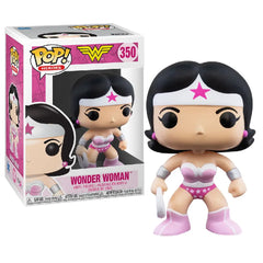 Funko Pop! DC Heroes: Breast Cancer Awareness - Wonder Woman. This figure showcases Wonder Woman, the iconic DC Comics heroine, dressed in a pink outfit or featuring pink highlights to represent breast cancer awareness. F-49989