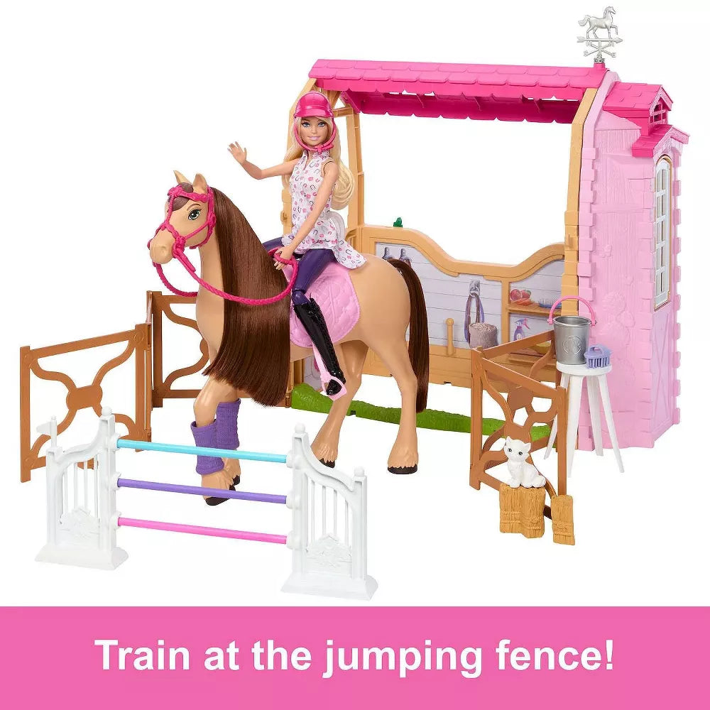 Barbie Mysteries: The Great Horse Chase Stable Playset with Doll & Toy Horse, 25-Piece Set thumbnail