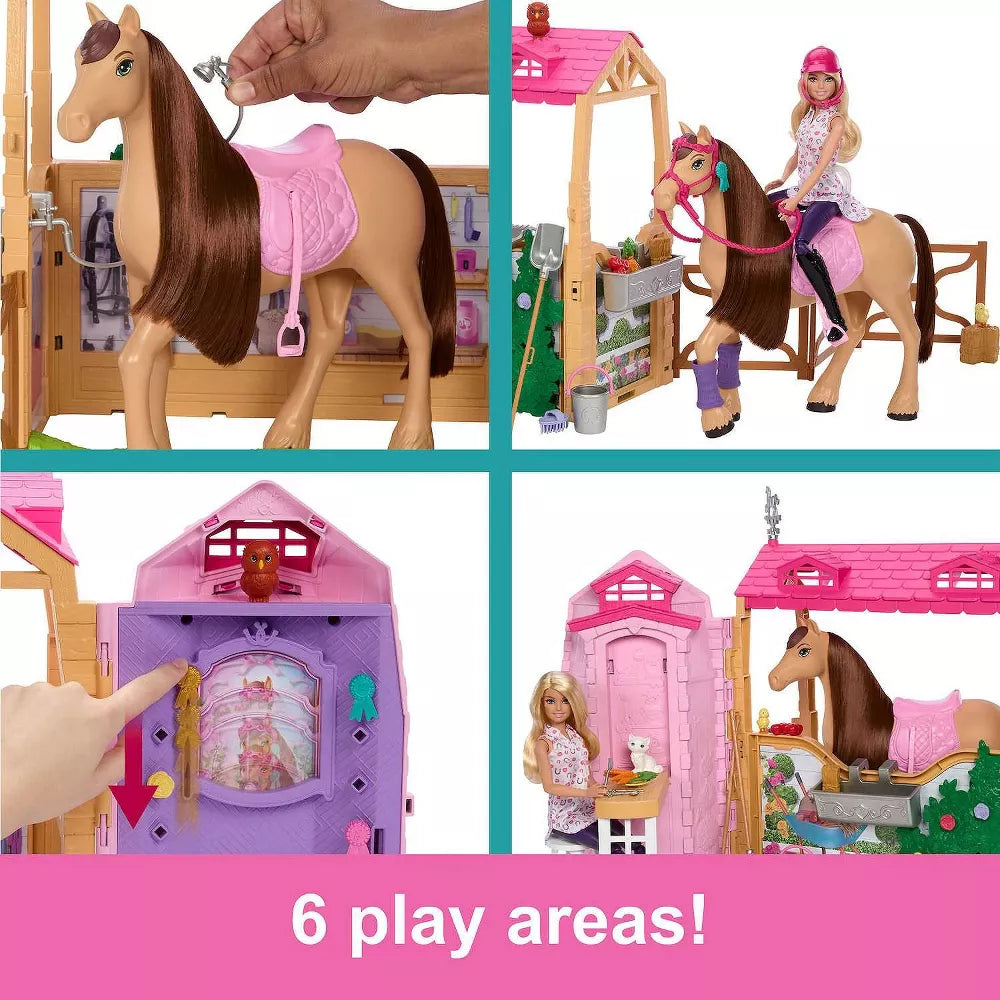 Barbie Mysteries: The Great Horse Chase Stable Playset with Doll & Toy Horse, 25-Piece Set thumbnail