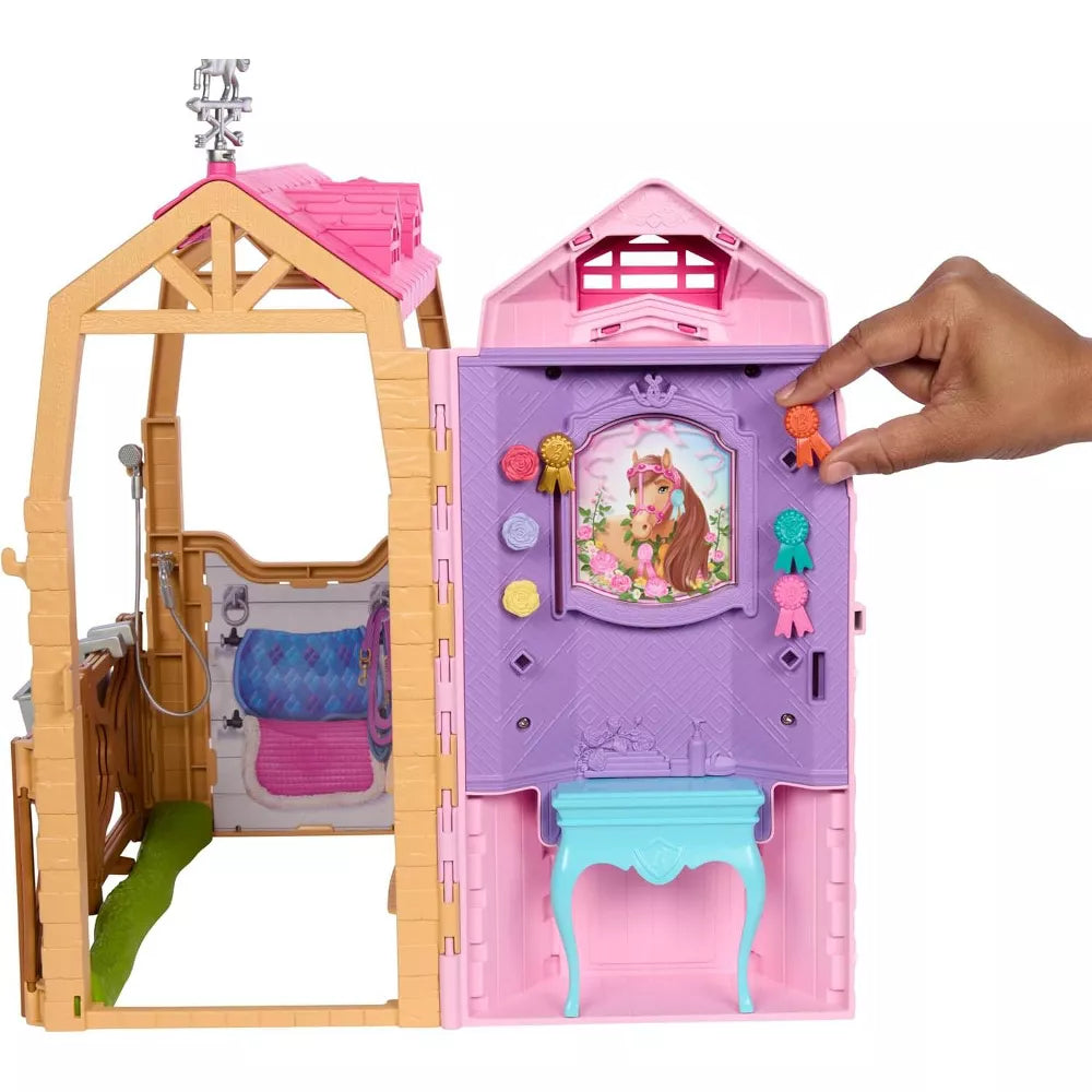 Barbie Mysteries: The Great Horse Chase Stable Playset with Doll & Toy Horse, 25-Piece Set thumbnail