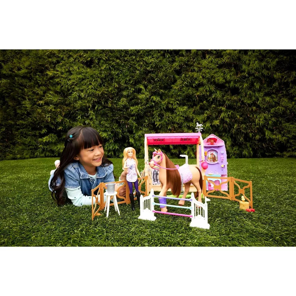 Barbie Mysteries: The Great Horse Chase Stable Playset with Doll & Toy Horse, 25-Piece Set thumbnail
