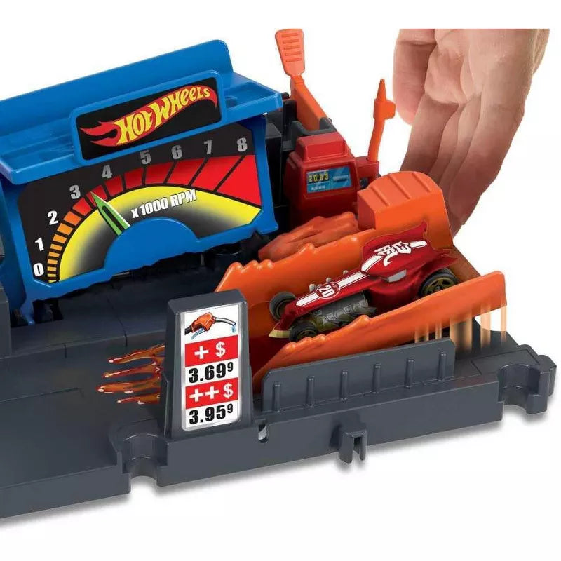 Hot Wheels City Fuel Station Shift Playset – Gas Station Track Set with Car Included thumbnail