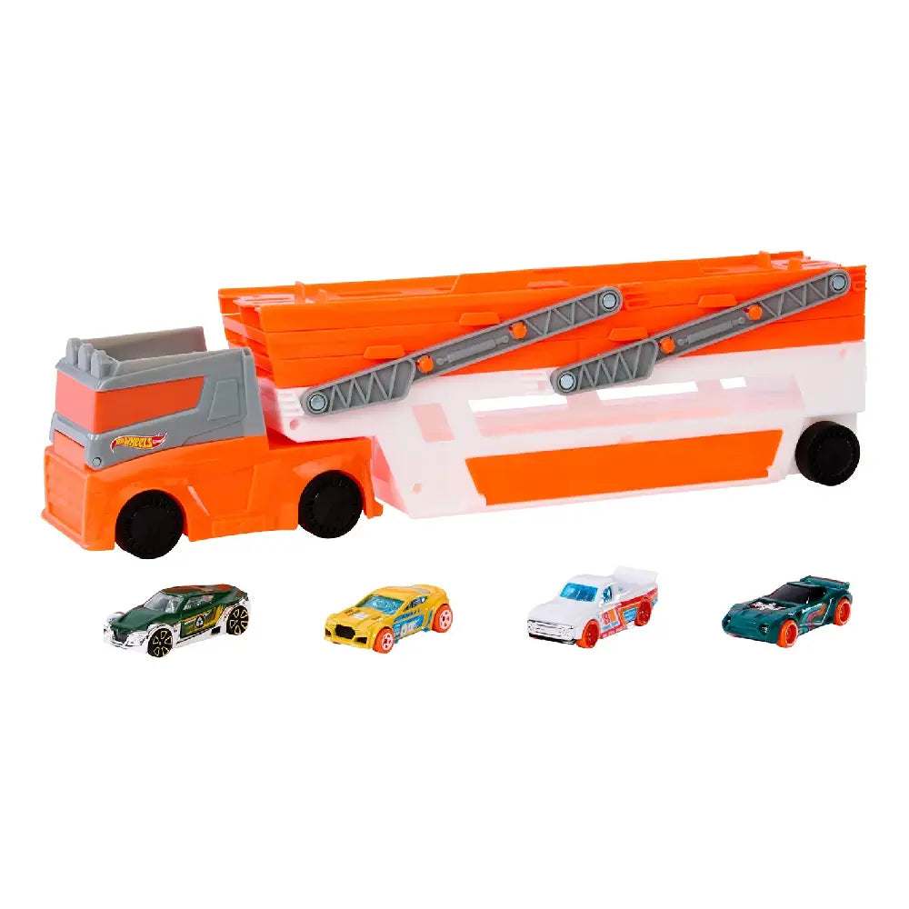 Hot Wheels City Mega Hauler With 4 Cars HXM93 thumbnail