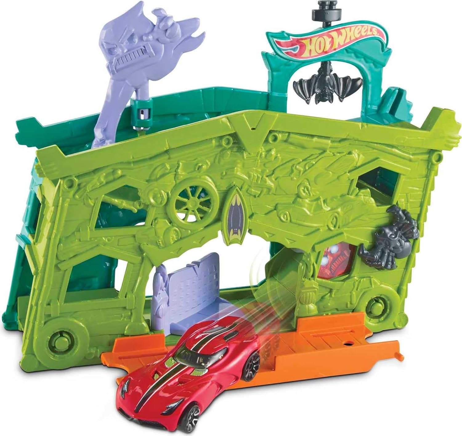 Hot Wheels Ghost Garage Playset with Car Launcher, Spooky Interactive Features & Colorful Track Action for Kids Ages 4 and Up thumbnail