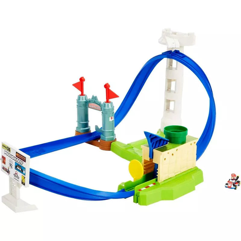 Hot Wheels Mario Kart Circuit Slam Vehicle Playsets with Mattle Blue Car Toy