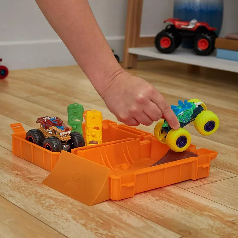 Hot Wheels Monster Trucks Fuel N’ Go Playset With 1:64 Scale Motosaurus Toy Truck & 2 Crushed Cars thumbnail