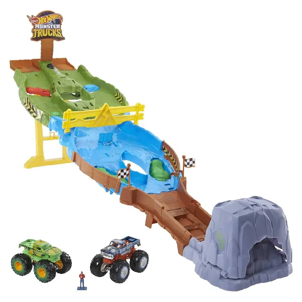 Hot Wheels Monster Trucks Wreckin' Raceway with 2 Toy Trucks HJG32