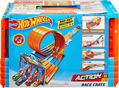 Hot Wheels Race Crate Pop Out Raceway Playset with Portable Storage Case & Track