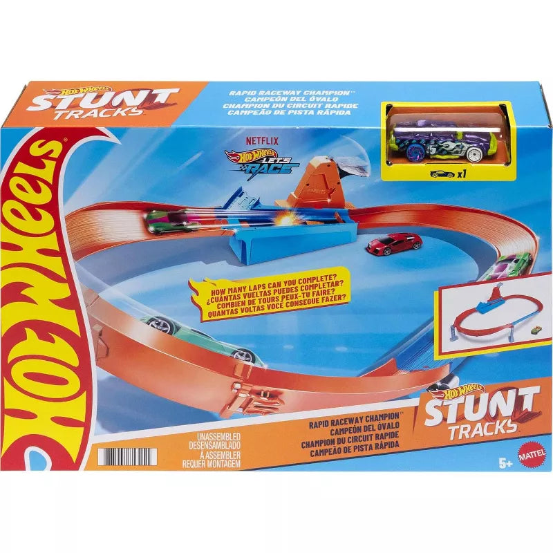 Hot Wheels Toy Car Track Set, Rapid Raceway Champion, Multi-Car Launcher, Connects to Other Sets, Includes 1:64 Scale Car