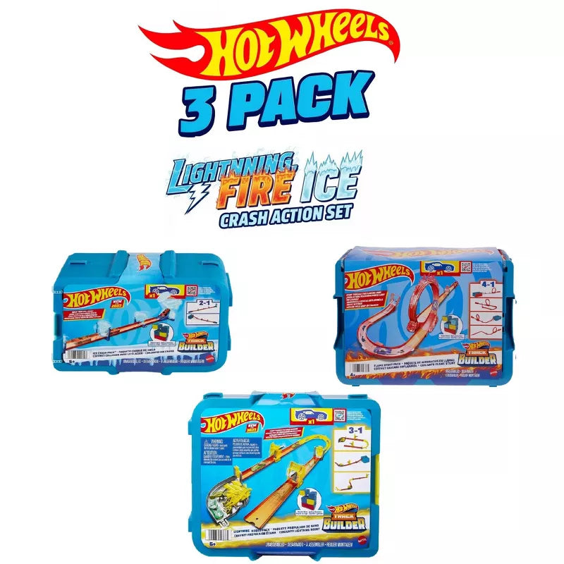 Hot Wheels Track Builder Playsets – Lightning Boost, Ice Crash & Flame Stunt thumbnail