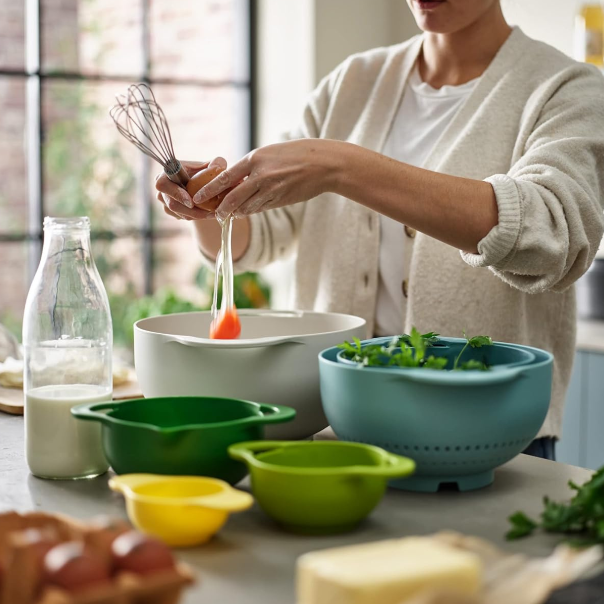 Joseph Joseph Duo Compact 6-Piece Food Prep Bowl Set, Nesting Mixing Bowls with Non-Slip Bases and Easy-Pour Design thumbnail