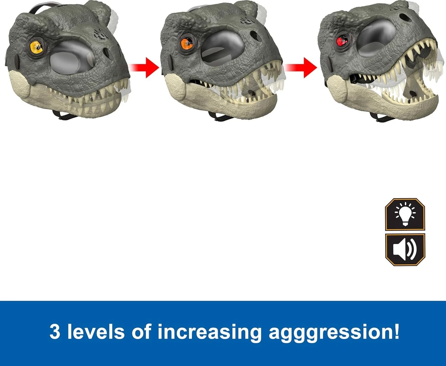 Jurassic World Rebirth T-Rex Rage N Roar Mask with Light Up Eyes, Realistic Dinosaur Costume Mask with Sound Effects for Kids thumbnail