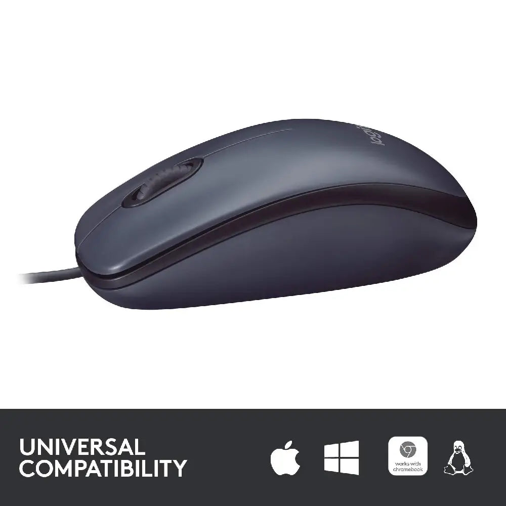 Logitech B100 Corded Mouse – Wired USB Mouse for Computers and Laptops Black NEW thumbnail