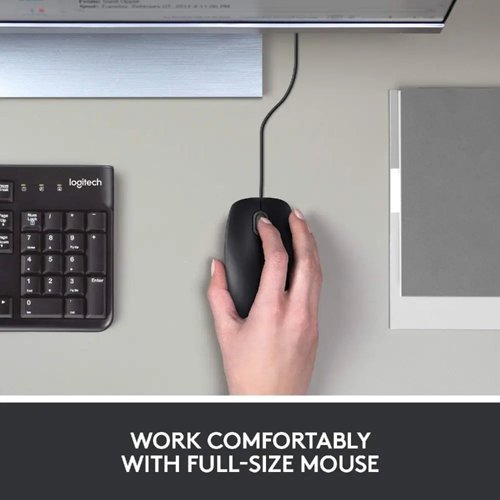 Logitech B100 Corded Mouse – Wired USB Mouse for Computers and Laptops Black NEW thumbnail