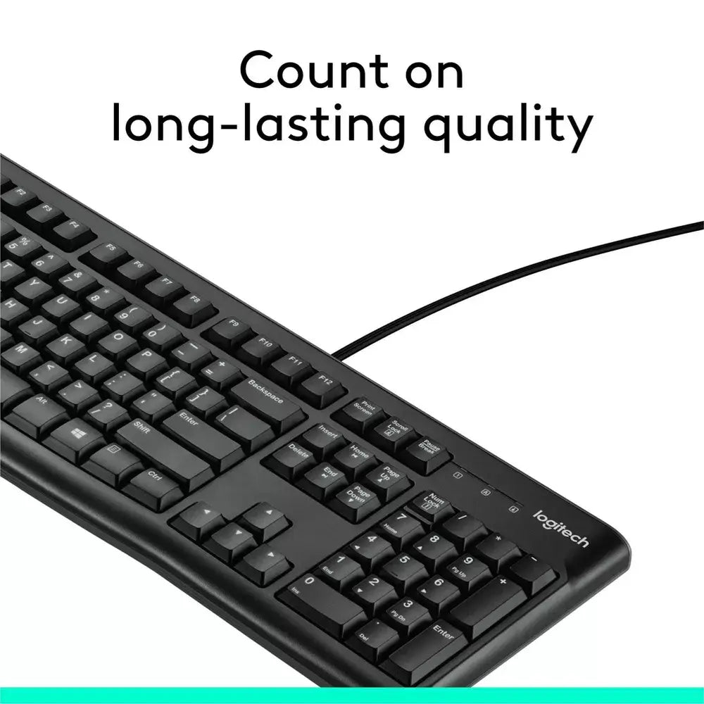 Logitech K120 USB Wired Standard Keyboard 920-010015 For Education With Silicone Cover included thumbnail