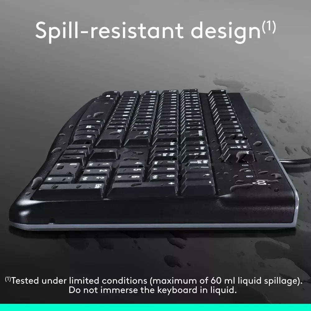 Logitech K120 USB Wired Standard Keyboard 920-010015 For Education With Silicone Cover included thumbnail