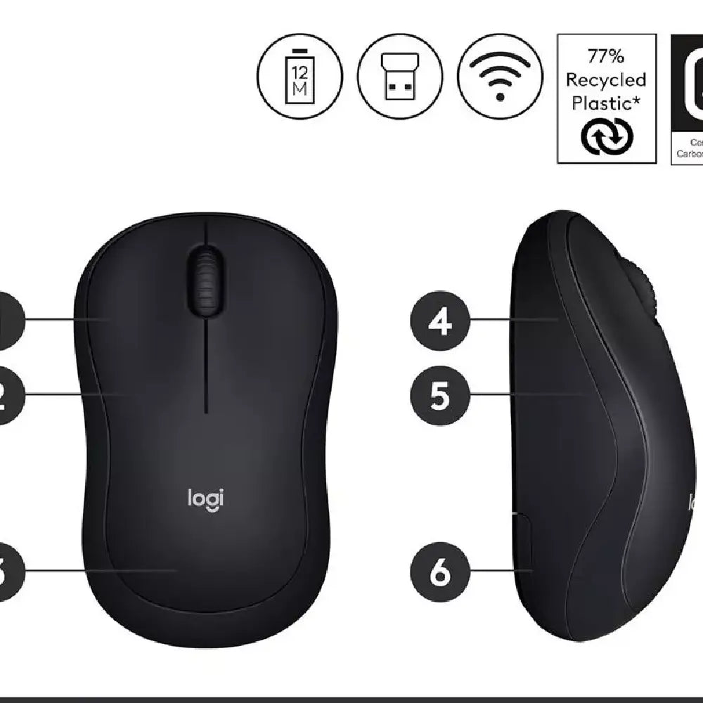 Logitech M185 Wireless Mouse BLACK 910-005765 thumbnail