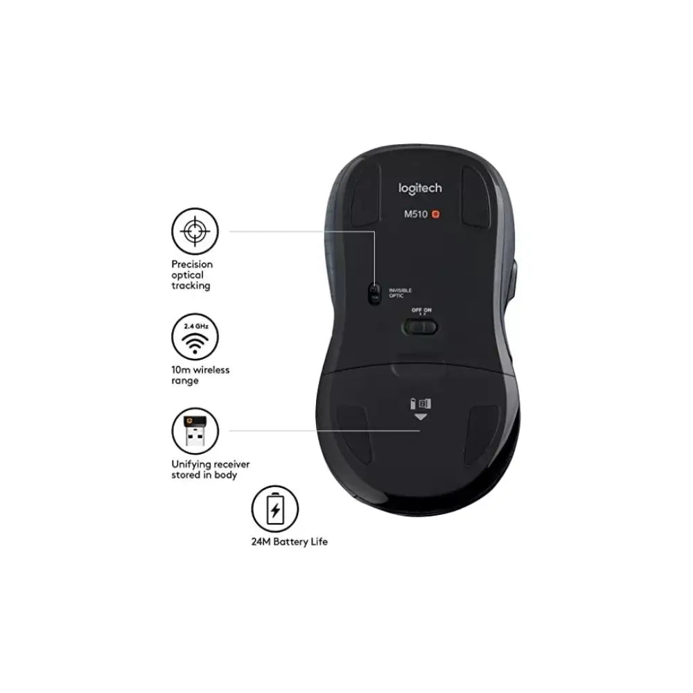 Logitech M510 Wireless Mouse Black  910-001822 thumbnail